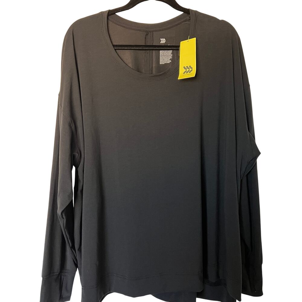 All in Motion Women's Plus Size Black Active Long Sleeve Top - Size 3X - NWT